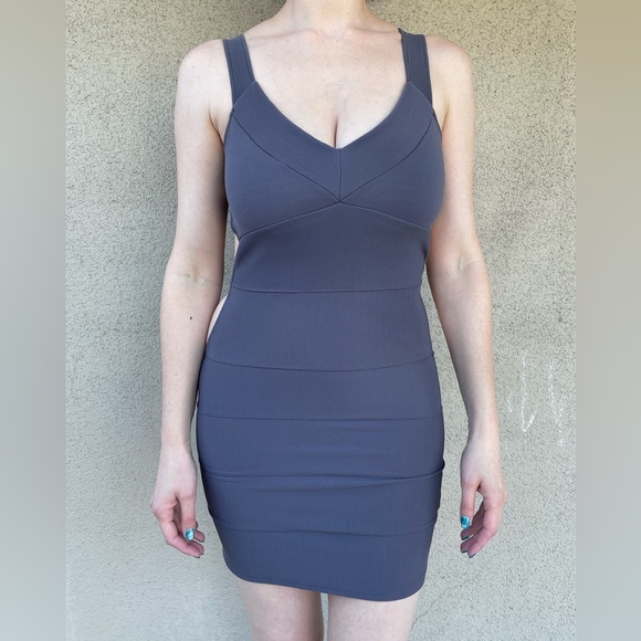 Backless Cutout Grey Club Dress - Picture 2 of 2